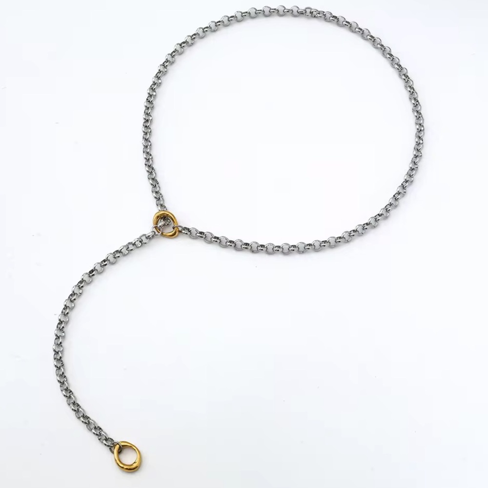 Elegant Silver and Gold Stainless Steel Necklace